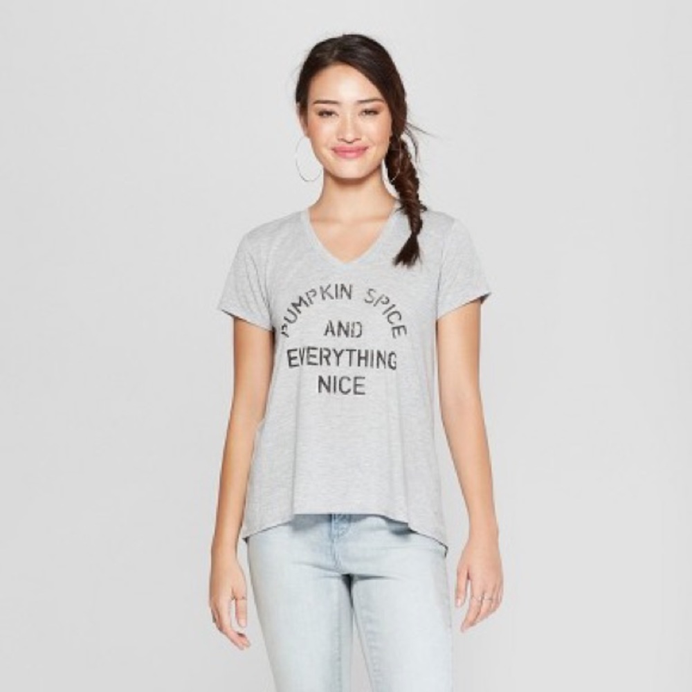 Pumpkin Spice and Everything Nice Graphic Tee Gray